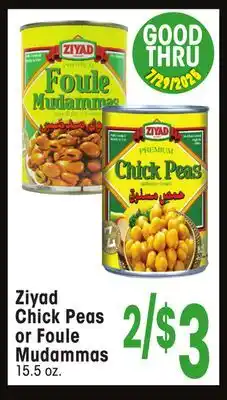 Jewel-Osco Ziyad Chick Peas or Foule Mudammas offer