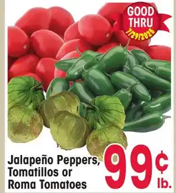 Jewel-Osco Jalapeño Peppers, Tomatillos or Roma Tomatoes offer