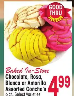 Jewel-Osco Chocolate, Rosa, Blanca or Amarilla Assorted Concha's offer