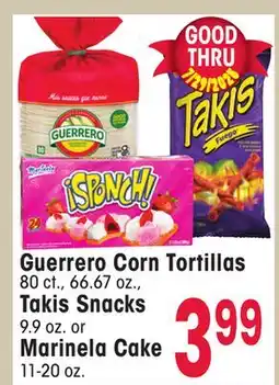 Jewel-Osco Guerrero Corn Tortillas 80 ct., 66.67 oz., Takis Snacks 9.9 oz. or Marinela Cake 11-20 oz offer