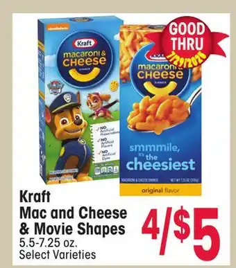 Jewel-Osco Kraft Mac and Cheese & Movie Shapes offer