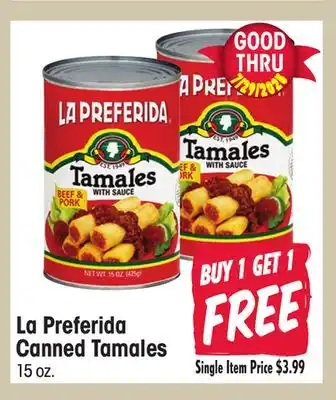 Jewel-Osco La Preferida Canned Tamales offer