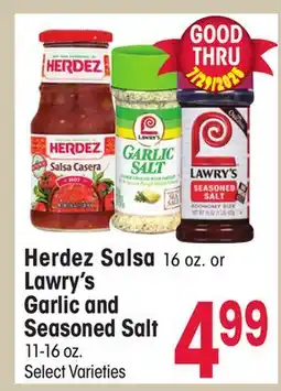 Jewel-Osco Herdez Salsa 16 oz. or Lawry's Garlic and Seasoned Salt 11-16 oz offer