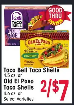 Jewel-Osco Taco Bell Shells 4.5 oz. or Old El Paso Taco Shells 4.6 oz offer