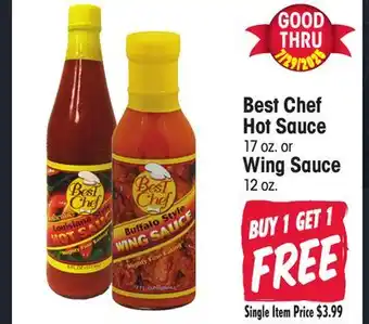Jewel-Osco Best Chef Hot Sauce 17 oz. or Wing Sauce 12 oz offer