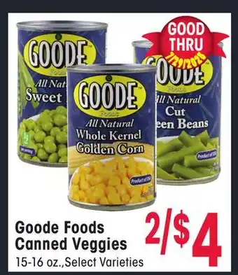 Jewel-Osco Goode Foods Canned Veggies offer