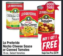 Jewel-Osco La Preferida Nacho Cheese Sauce or Canned Tamales offer