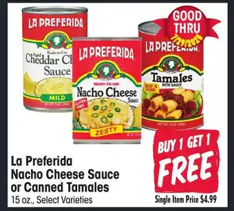 Jewel-Osco La Preferida Nacho Cheese Sauce or Canned Tamales offer