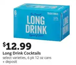 Fareway Long drink cocktails offer