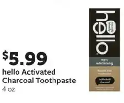 Fareway Hello activated charcoal toothpaste offer