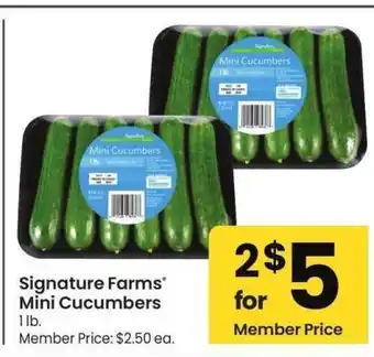Albertsons Signature Farms Mini Cucumbers - 1 lb. Member Price: $2.50 ea offer
