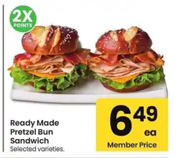 Albertsons Ready Made Pretzel Bun Sandwich - Selected varieties offer