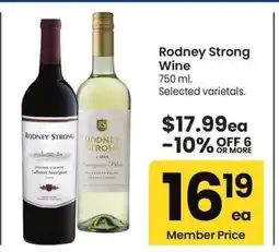 Albertsons Rodney Strong Wine - 750 ml. Selected varietals offer