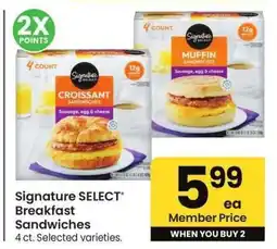 Albertsons Signature SELECT Breakfast Sandwiches - 4 ct. Selected varieties offer
