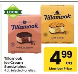 Albertsons Tillamook Ice Cream Sandwiches - 4 ct. Selected varieties offer