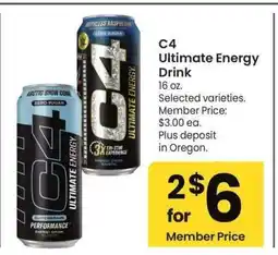 Albertsons C4 Ultimate Energy Drink - 16 oz. Selected varieties. Member Price: $3.00 ea offer