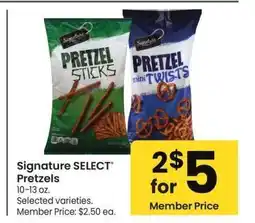 Albertsons Signature SELECT Pretzels - 10-13 oz. Selected varieties. Member Price: $2.50 ea offer