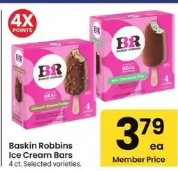Albertsons Baskin Robbins Ice Cream Bars - 4 ct. Selected varieties offer
