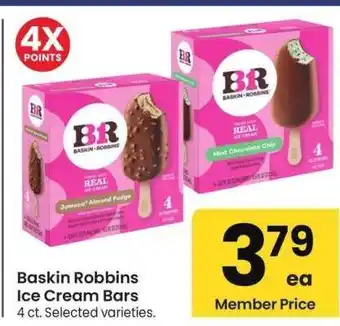 Albertsons Baskin Robbins Ice Cream Bars - 4 ct. Selected varieties offer