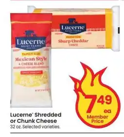 Albertsons Lucerne Shredded or Chunk Cheese - 32 oz. Selected varieties offer