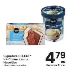 Albertsons Signature SELECT Ice Cream 1.5-qt or Novelties 12-ct - select varieties offer