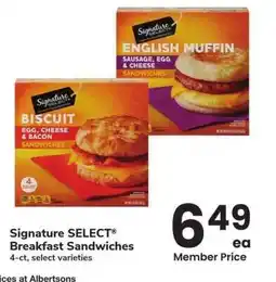 Albertsons Signature SELECT Breakfast Sandwiches - 4 - ct, select varieties offer