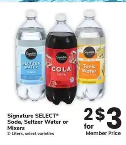 Albertsons Signature SELECT Soda, Seltzer Water or Mixers - 2 - Liters, select varieties offer