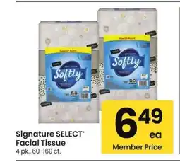 Albertsons Signature SELECT Facial Tissue - 4 pk., 60-160 ct offer