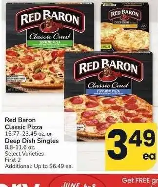 Albertsons Red Baron Classic Pizza 15.77-23.45 oz. or Deep Dish Singles 8.8-11.6 oz. - Select Varieties offer
