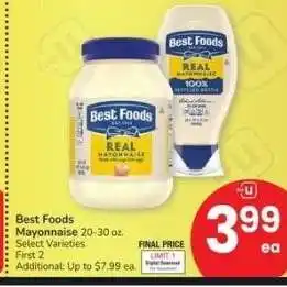 Albertsons Best Foods Mayonnaise - 20-30 oz. Select Varieties offer