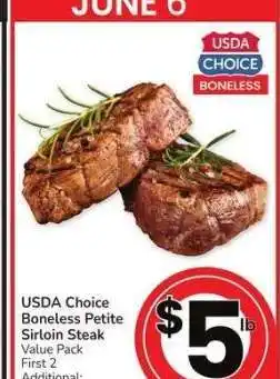 Albertsons USDA Choice Boneless Petite Sirloin Steak - Value Pack offer