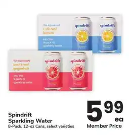 Albertsons Spindrift Sparkling Water - 8 - Pack, 12 - oz Cans, select varieties offer