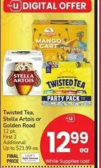 Albertsons Twisted Tea, Stella Artois or Golden Road - 12 pk offer