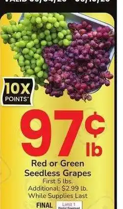 Albertsons Red or Green Seedless Grapes offer