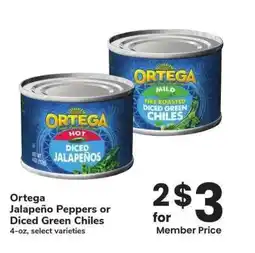 Albertsons Ortega Jalapeño Peppers or Diced Green Chiles - 4 - oz, select varieties offer