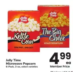 Albertsons Jolly Time Microwave Popcorn - 6 - Pack, 3 - oz, select varieties offer