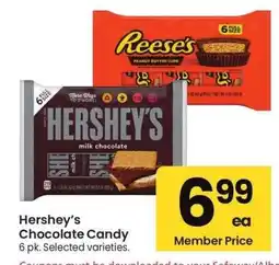 Albertsons Hershey's Chocolate Candy - 6 pk. Selected varieties offer