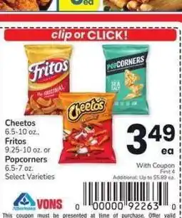 Albertsons Cheetos 6.5-10 oz., Fritos 9.25-10 oz. or Popcorners 6.5-7 oz. - Select Varieties offer