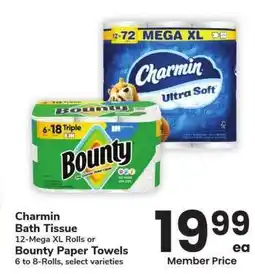 Albertsons Charmin Bath Tissue 12-Mega XL Rolls or Bounty Paper Towels 6 to 8-Rolls - select varieties offer