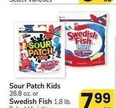 Albertsons Sour Patch Kids 28.8 oz. or Swedish Fish 1.8 lb. - Select Varieties offer