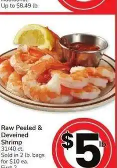 Albertsons Raw Peeled & Deveined Shrimp - 31/40 ct. Sold in 2 lb. bags for $10 ea offer