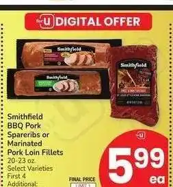 Albertsons Smithfeld BBQ Pork Spareribs or Marinated Pork Loin Fillets - 20-23 oz. Select Varieties offer