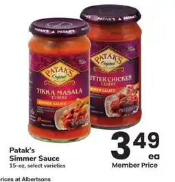 Albertsons Patak's Simmer Sauce - 15 - oz, select varieties offer