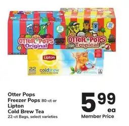 Albertsons Otter Pops Freezer Pops 80-ct or Lipton Cold Brew Tea 22-ct Bags - select varieties offer