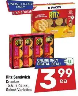 Albertsons Ritz Sandwich Cracker - 10.8-11.04 oz., Select Varieties offer