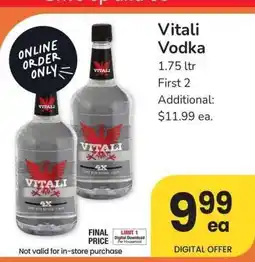 Albertsons Vitali Vodka - 1.75 ltr offer