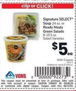 Albertsons Signature SELECT Soup 24 oz. or Ready Meals Green Salads 8-10.5 oz. - Select Varieties offer