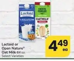 Albertsons Lactaid or Open Nature Oat Milk - 64 oz. Select Varieties offer