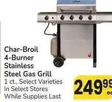 Albertsons Char-Broil 4-Burner Stainless Steel Gas Grill - 1 ct., Select Varieties offer
