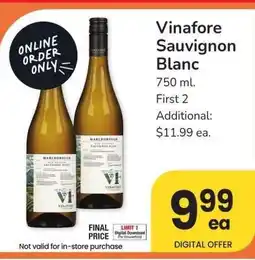 Albertsons Vinafore Sauvignon Blanc - 750 ml offer